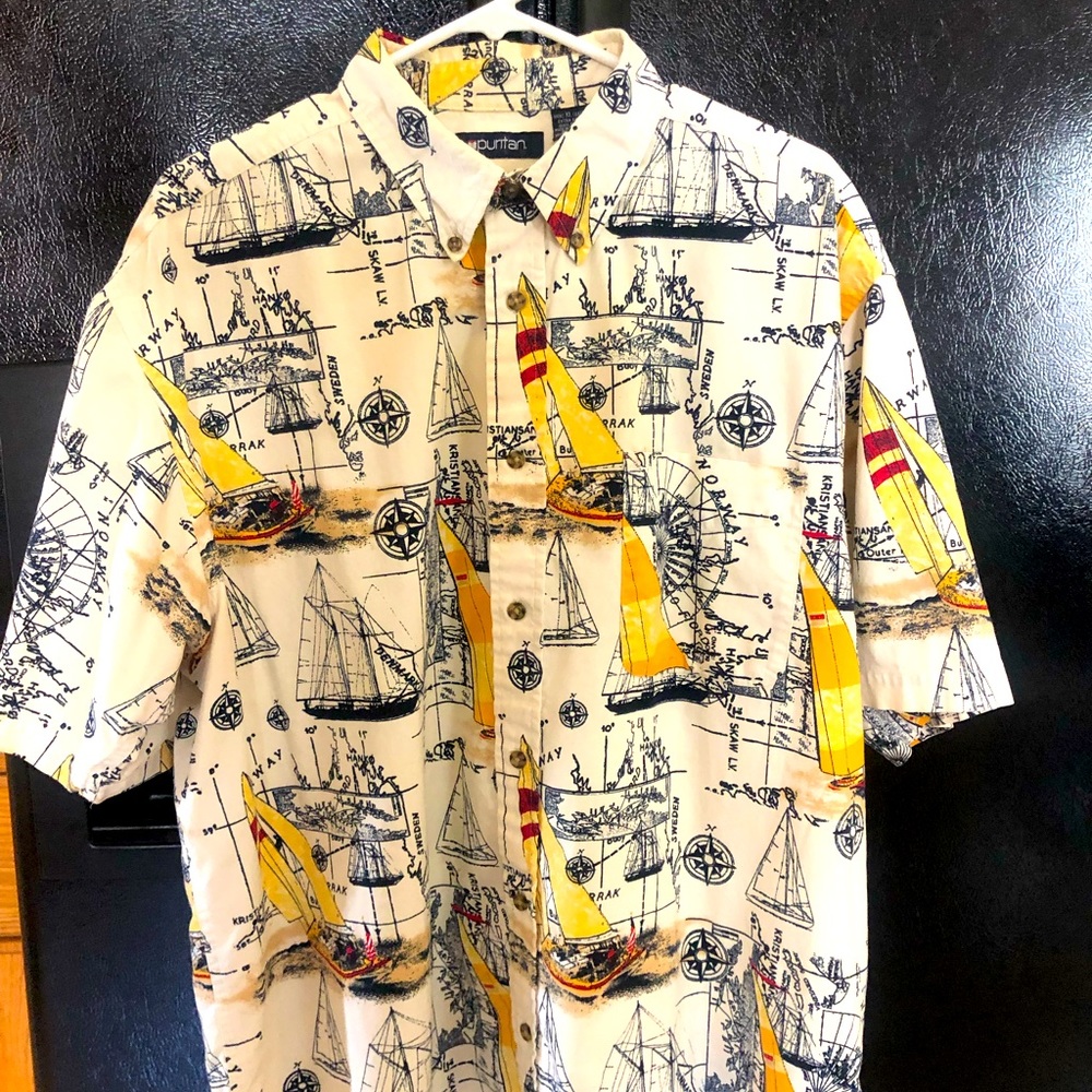 Beautiful Shirt, Sail Boats, Danish, Denmark, Sweden and Norway, Excellent